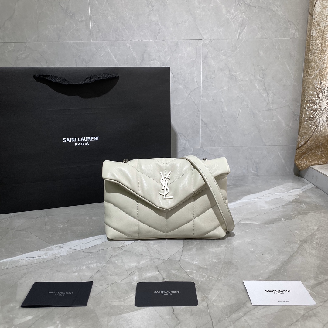 2020 cheap Saint Laurent Loulou Puffer mini Bag in white quilted lambskin leather - Click Image to Close